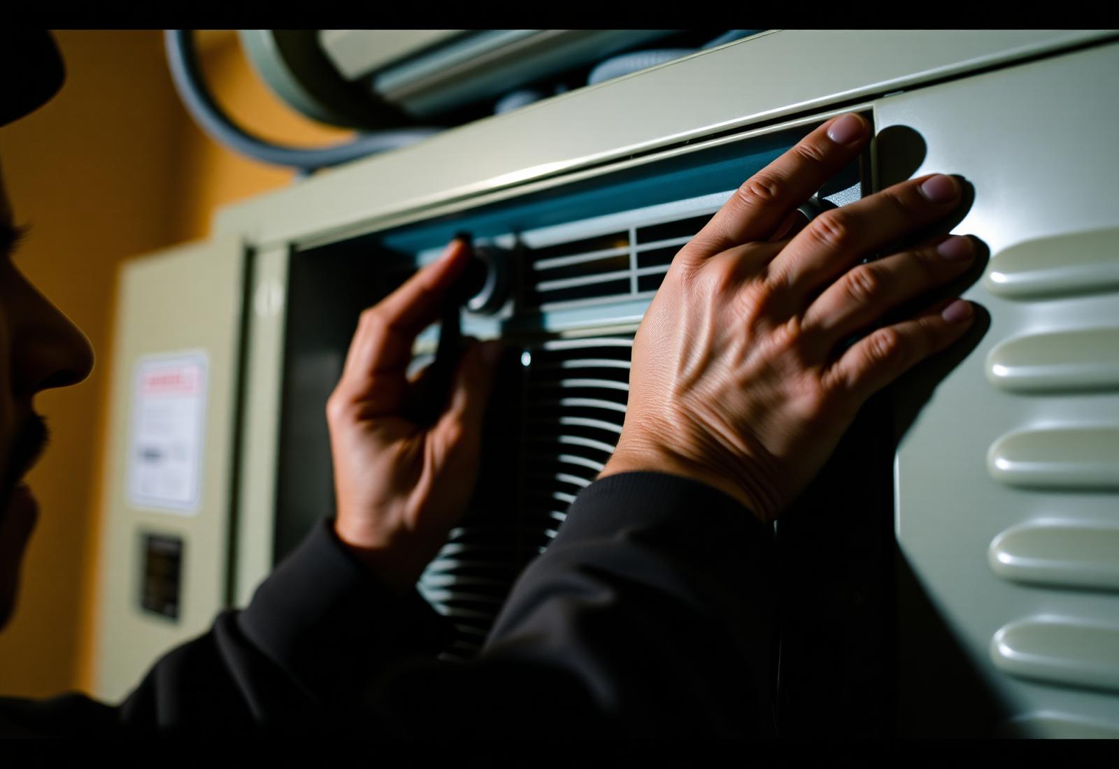 Technician working on residential HVAC equipment